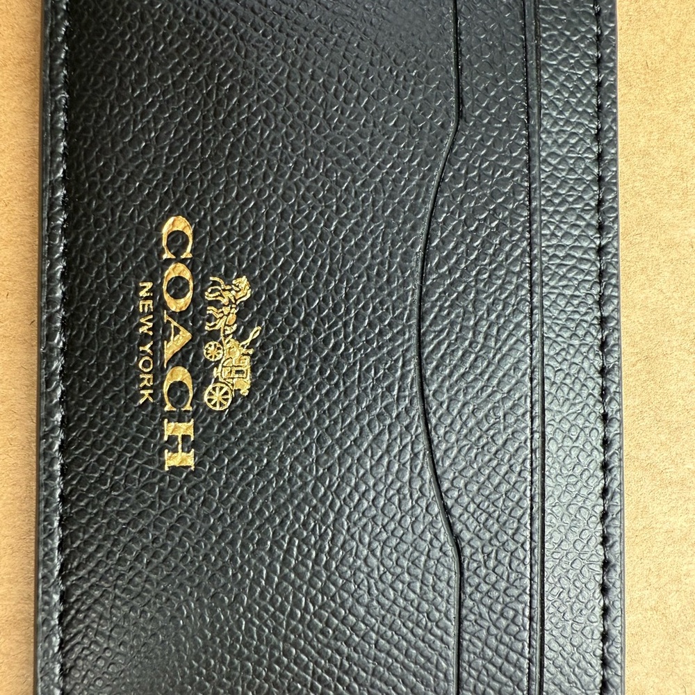 Coach Black and Gold Leather Card Holder